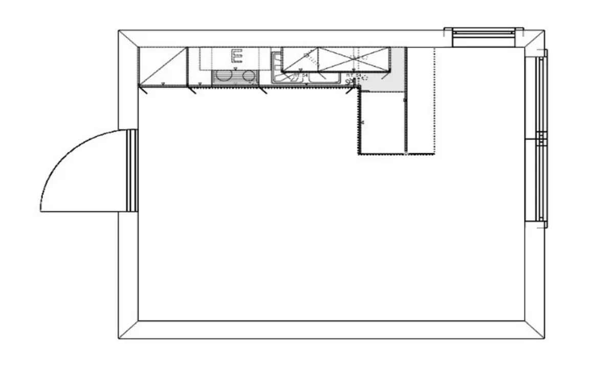 Grundriss Moderne Häcker L-Küche Scala Blau mit Insel