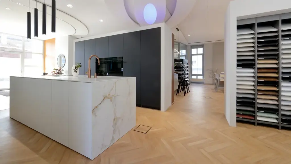Küche modern schwarz weiß mit Ceramic Arbeitsplatte Wörth am Rhein