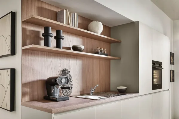 Moderne Häcker Küche Sangrau Granit-Beige Insel